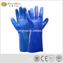 Guantes químicos de color azul pvc para trabajar